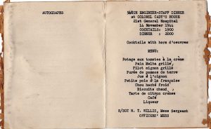 Cover and menu of General Hospital 21 540th Engineer-Staff Dinner, 1944