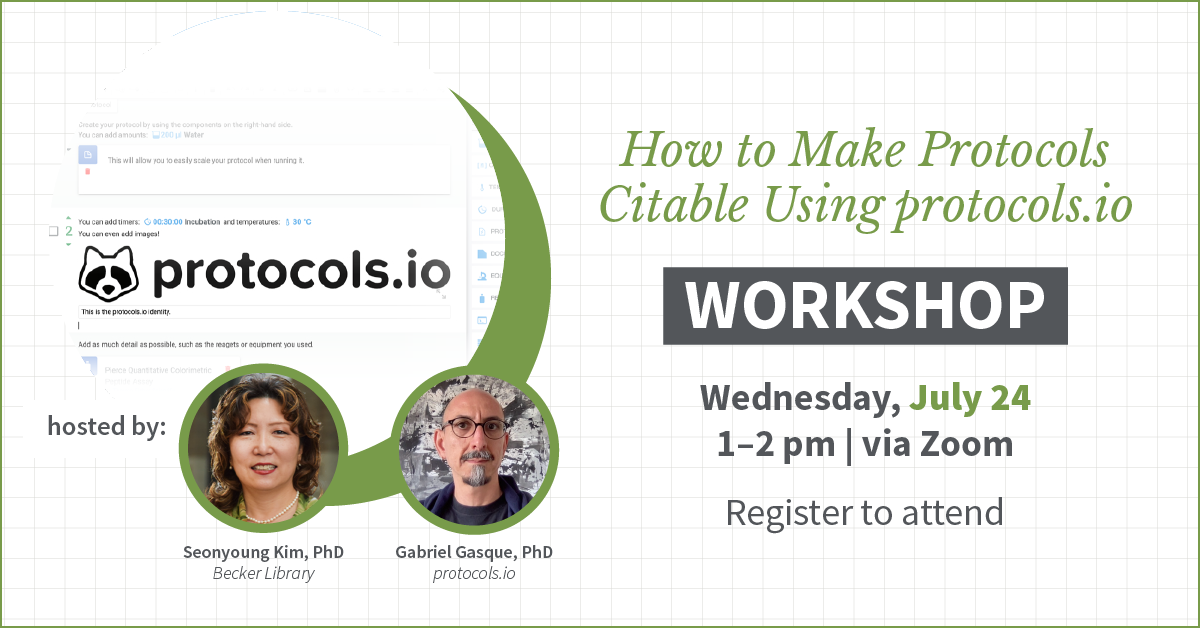 How to Make Protocols Citable Using protocols.io and information about the workshop