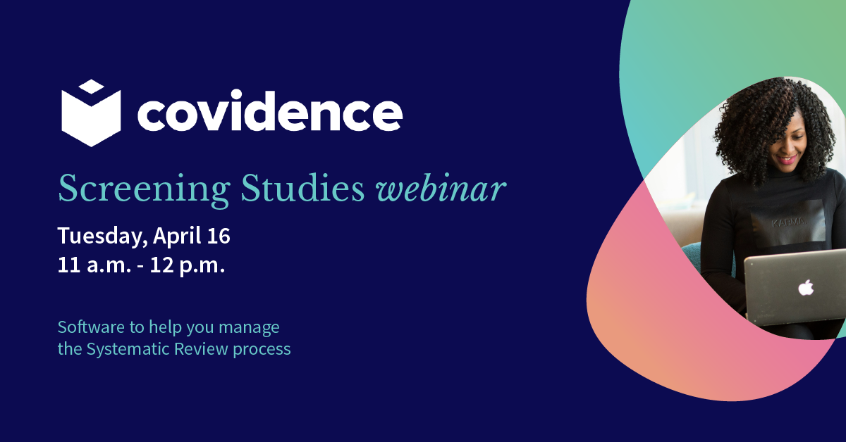 dark background with information about Covidence webinar