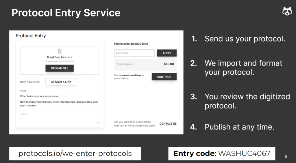 Free Protocol Import Service for WashU protocols.io users