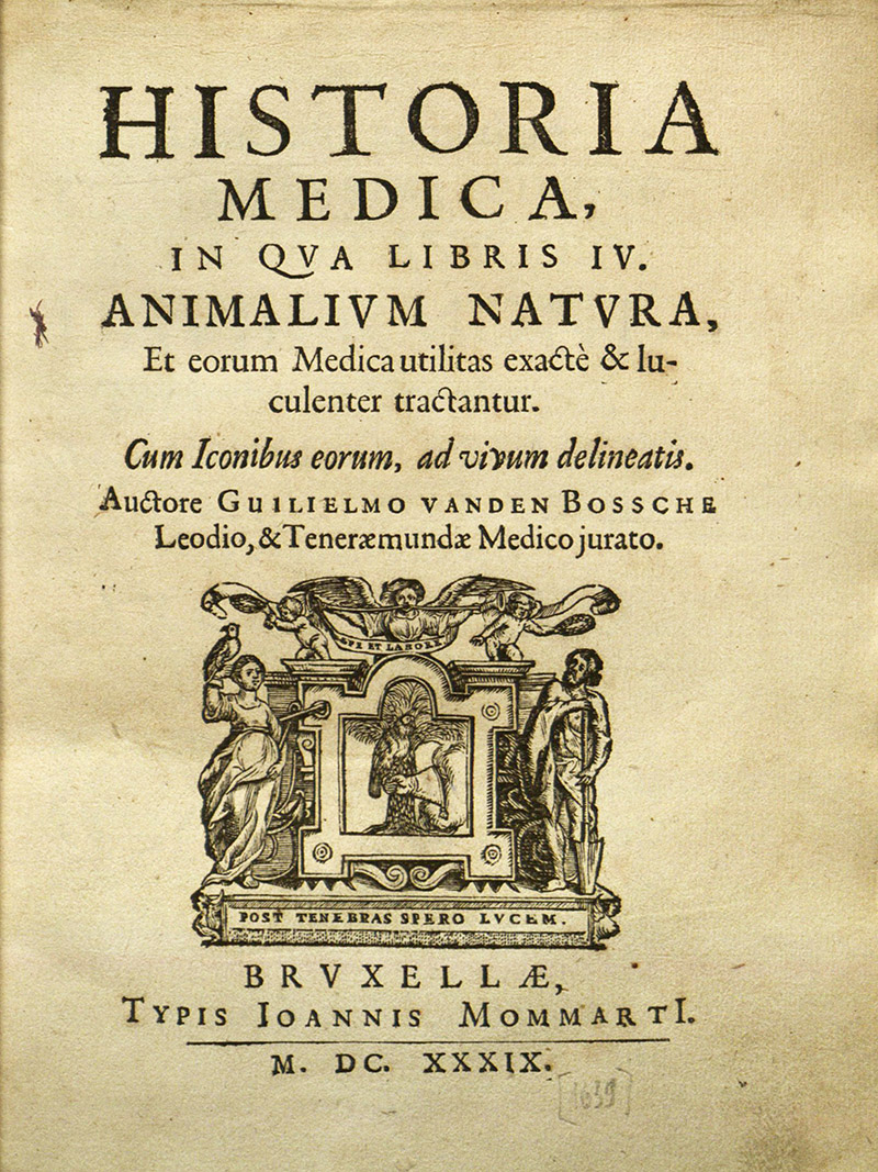 Title page for Bossche’s "Historia medica"