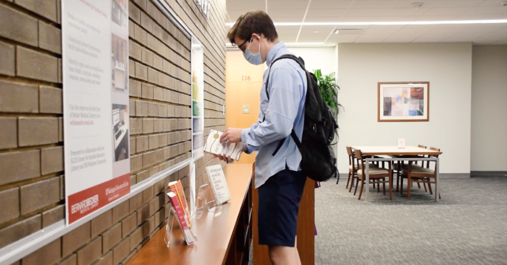 A student browsing the Identities: Experiences and Perspectives Collection.
