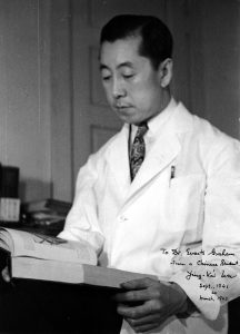 Portrait photograph of Ying-Kai Wu addressed to Evarts Graham, 1940s.