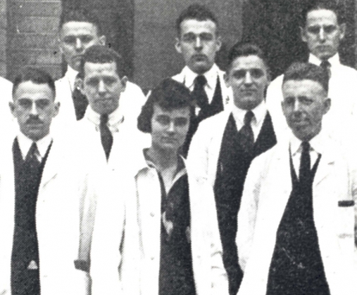 Faye Cashatt, the first woman to graduate from the School of Medicine, with her 
