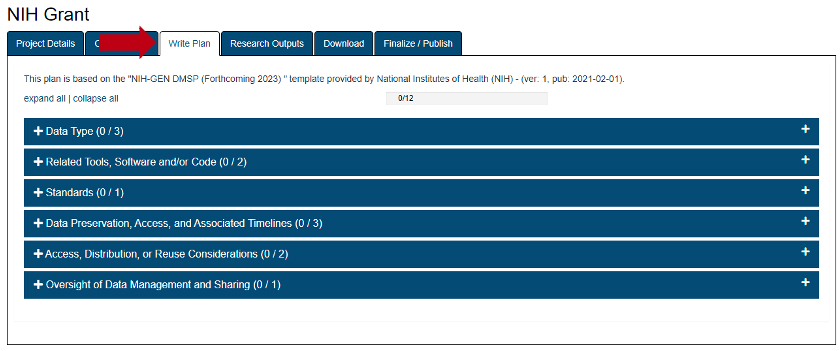 NIH Grant Write Plan