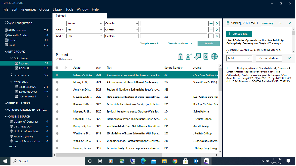 endnote web citation uf