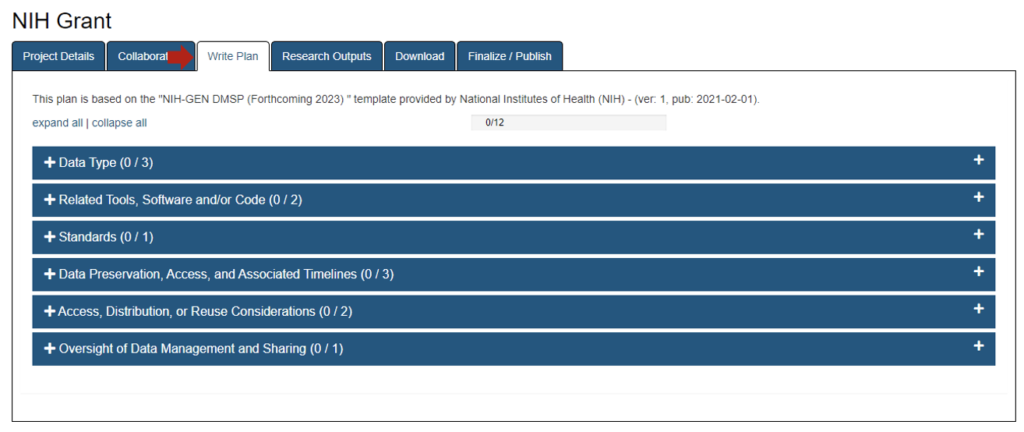 Prepare for NIH Data Management and Sharing Plans Using the DMPTool ...