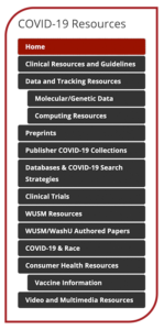 COVID Resources menu