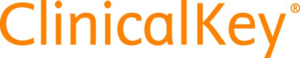 The image shows the ClinicalKey logo with the word “ClinicalKey” in orange text on a white background.