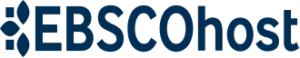 EBSCOhost logo with dark blue stylized leaf shapes on the left and the word “EBSCOhost” in bold, dark blue text on a light background.