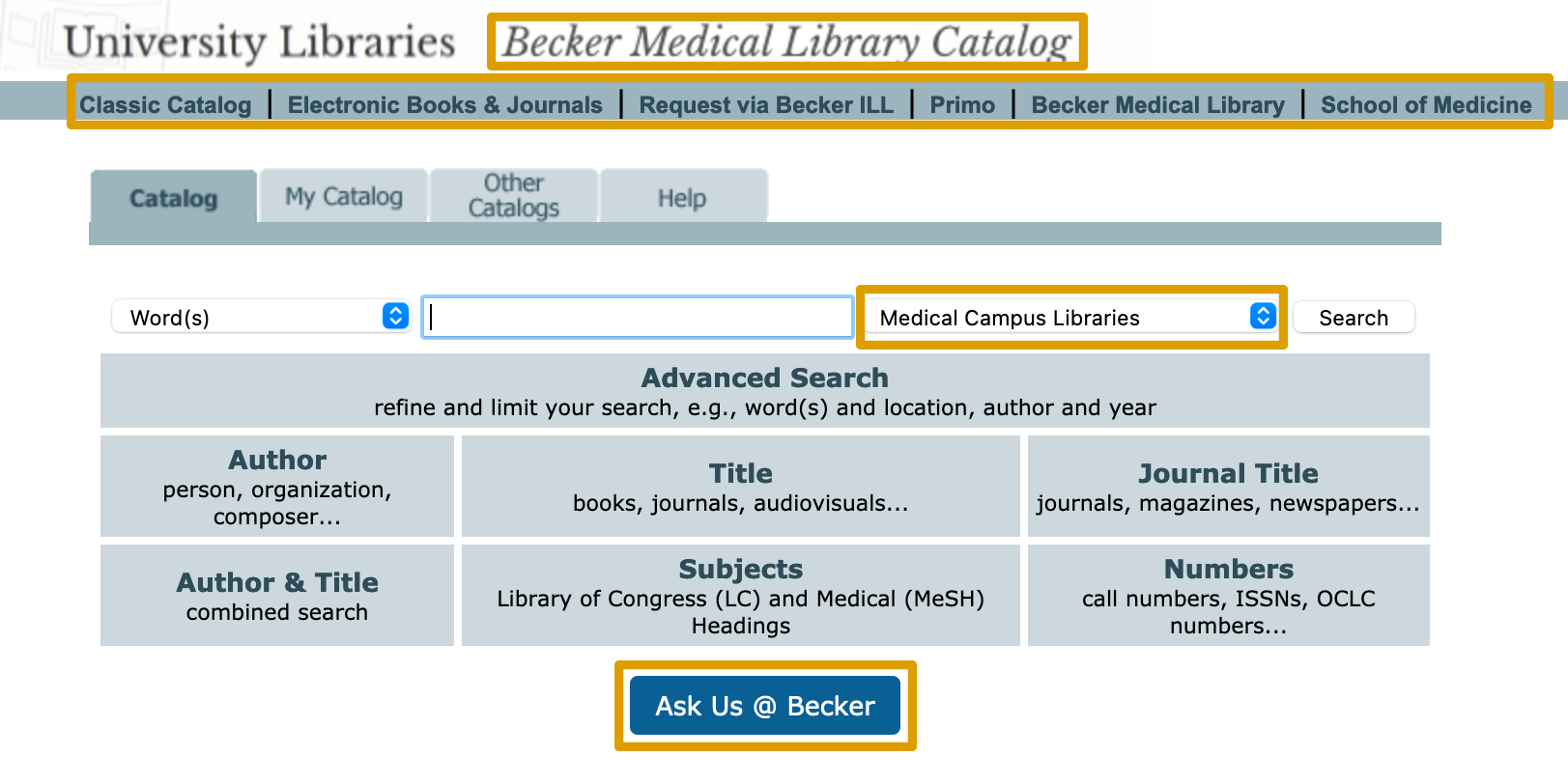 Screenshot of the new Becker catalog