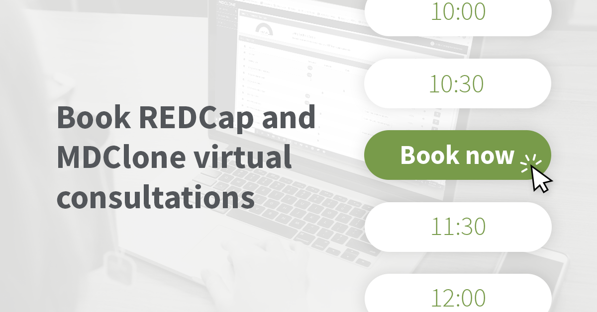 Book REDCap and MDClone virtual consultations