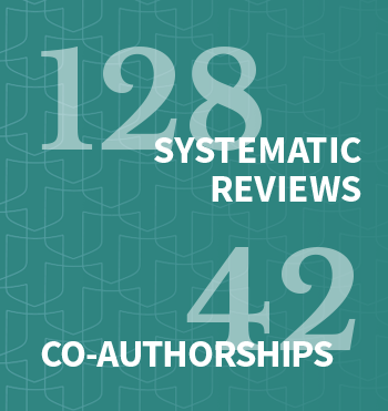 128 systematics reviews, 42 co-authorships